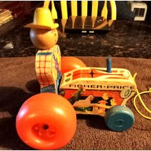Old Vintage Original Fisher Price Tractor # 629 5 1/2" Long Working 1962
