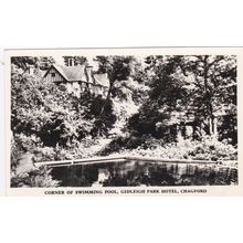 EC309 CHAGFORD - GIDLEIGH PARK HOTEL, CORNER OF SWIMMING POOL . RP POSTCARD