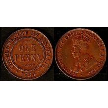 Australia One Penny 1934 Used Coin 1d Geo V
