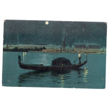 VIEW AND GONDOLA , VENICE. ITALY unused old postcard