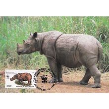 Sumatran Rhinoceros Indonesia WWF Stamp Rare FDC Postcard