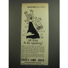 1952 Rose's Lime Juice Ad - Let Rose do the squeezing - Mountain Climbing