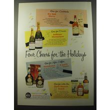 1953 Julius Wile Ad - Benedictine, Peter Dawson Scotch Bollinger Champagne