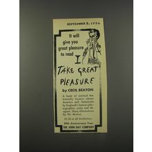 1956 The John Day Company Book Ad - I Take Great Pleasure by Cecil Beaton