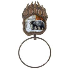 Bear Scene Paw Print Towel Ring