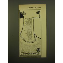 1961 Takashimaya Mikimoto Pearl Jewelry Ad - For June Brides to treasure