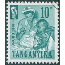 Tanganyika 1961 10c deep bluish green SG109 CTO