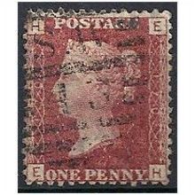 1858 SG43 1d Red Plate 170 Good+ Used Check Letters "EH".