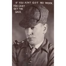 Unemployment Unemployed Man Sacked Career Job Antique Real Photo Comic Postcard