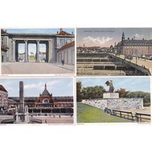 Kobenhavn Tietgens Bro og Posthuset Strassenbahn Eisenbahn Denmark 4x Postcard