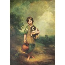 Cottage Girl With Dog & Pitcher Gainsborough Medici Painting Postcard