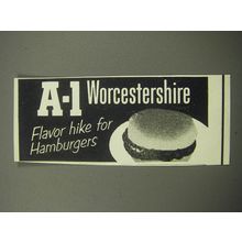1957 A-1 Worcestershire Sauce Ad - Flavor hike for hamburgers