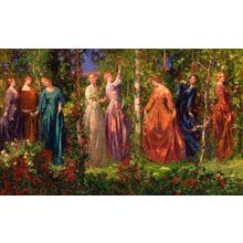 Thomas Edwin Mostyn - Gather Ye Rosebuds While Ye May Poster Canvas Movie Film P