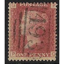 GB 1858 QUEEN VICTORIA 1d RED PLATE 118 OF USED SG43 / 44 "PG"