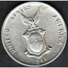 1941 M Philippines 20 Centavos Silver Coin