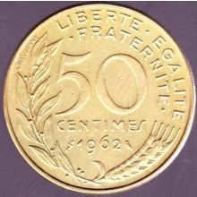1962 France 50 Centimes Coin 4 Folds