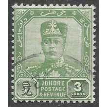 JOHORE SULTAN SIR IBRAHIM MALAYA 1922 3c SG106 106 SG WMK MSCA USED