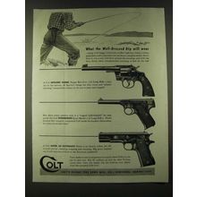 1945 Colt Ad - Officers' Model Revolver, Woodsman Sport Model Pistol