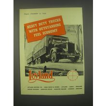 1949 Leyland Heavy Duty Trucks Ad - trucks with outstanding fuel economy