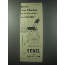 1954 Sebel Fold-a-Bye Chair Ad - From a chair filled hall to a clear floor