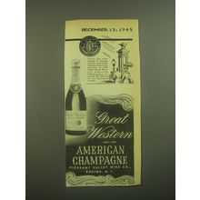 1945 Great Western American Champagne Ad - Paris, the wine capitol of Europe