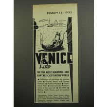 1953 Venice Lido Italy Ad - Venice Lido See the most beautiful and fantastic
