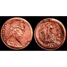 Australia One Cent 1976 Used. Coin Possum Queen Elizabeth II 1c QE II