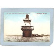 Rhode Island Narragansett Bay Lighthouse Postcard Hog Island Shoal Light H~905