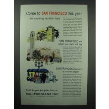 1959 San Francisco California Tourism Ad - Inspiring