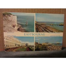EASTBOURNE, SUSSEX multiview used vintage postcard. 1968 pm #