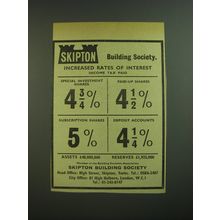 1968 Skipton Building Society Ad - Increased Rates of Interest