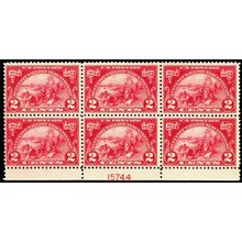 615, Mint VF NH 2¢ Bottom Plate Block of Six Stamps - Stuart Katz