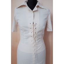 Joseph Janard Cream Beige Cotton Long Shirtdress Dress 12 UK