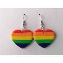 Rainbow Heart Earrings Silver Plated Hooks ( Read description )