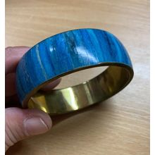 VINTAGE BLUE BRASS BRACELET 50 GRAMS 7cm WIDE (P3)