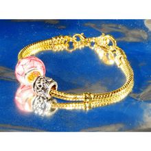 Gold Plated Bracelet Bangle Lobster Clasp European Beads Craft Jewellery 2081