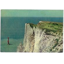 BEACHY HEAD & LIGHTHOUSE, EASTBOURNE used vintage postcard 1965 postmark #