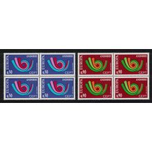 Andorra Fr. Post Horn Europa CEPT 2v Blocks of 4 1973 MNH SG#F245-F246