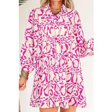 Pink Leopard Print Loose Fit Babydoll Mini Dress