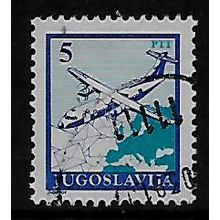 YUGOSLAVIA 1990 POSTAL SERVICE 5d AIRPLANE LETTERS AND MAP SG2596 FINE USED