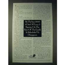 1989 The Nature Conservancy Ad - By the year 2000 1 out of every 5 species
