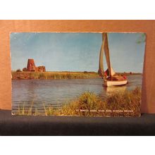 ST. BENET'S ABBEY, RIVER BURE, NORFOLK BROADS used postcard 1964 pm =