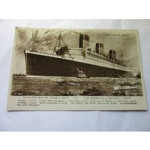 R.M.S. QUEEN MARY Cunard Line. used vintage postcard RP #