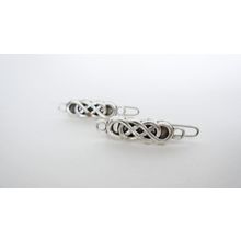 2 extra tiny small silver metal celtic knot hair clip for fine thin hair