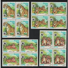 Laos WWF Tiger 4v Blocks of 4 1984 MNH SG#704-707 MI#706-709 Sc#517-520