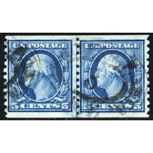 458, Used 5¢ Coil Line Pair - With PFC Certificate - Stuart Katz