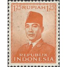 INDONESIA, President Sukarno, orange 1953, 1.25R