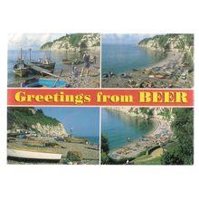 BEER, DEVON multiview.. unused vintage postcard. by Salmon 1990s =