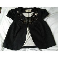 RIVER ISLAND Vintage waistcoat/bolero Charcoal grey wool-rich fabric. Size 12.