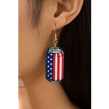 Fiery Red Flag Drink Can Pendant Hook Earrings